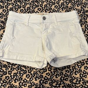 Hollister White Distressed Denim Shorts
